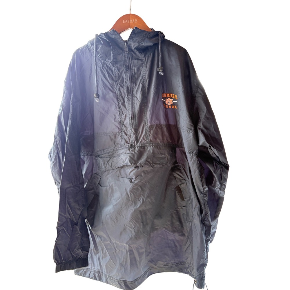 Auburn Tigers Mens Navy Blue‎ Half Zip Hooded Windbreaker Jacket Large NCAA